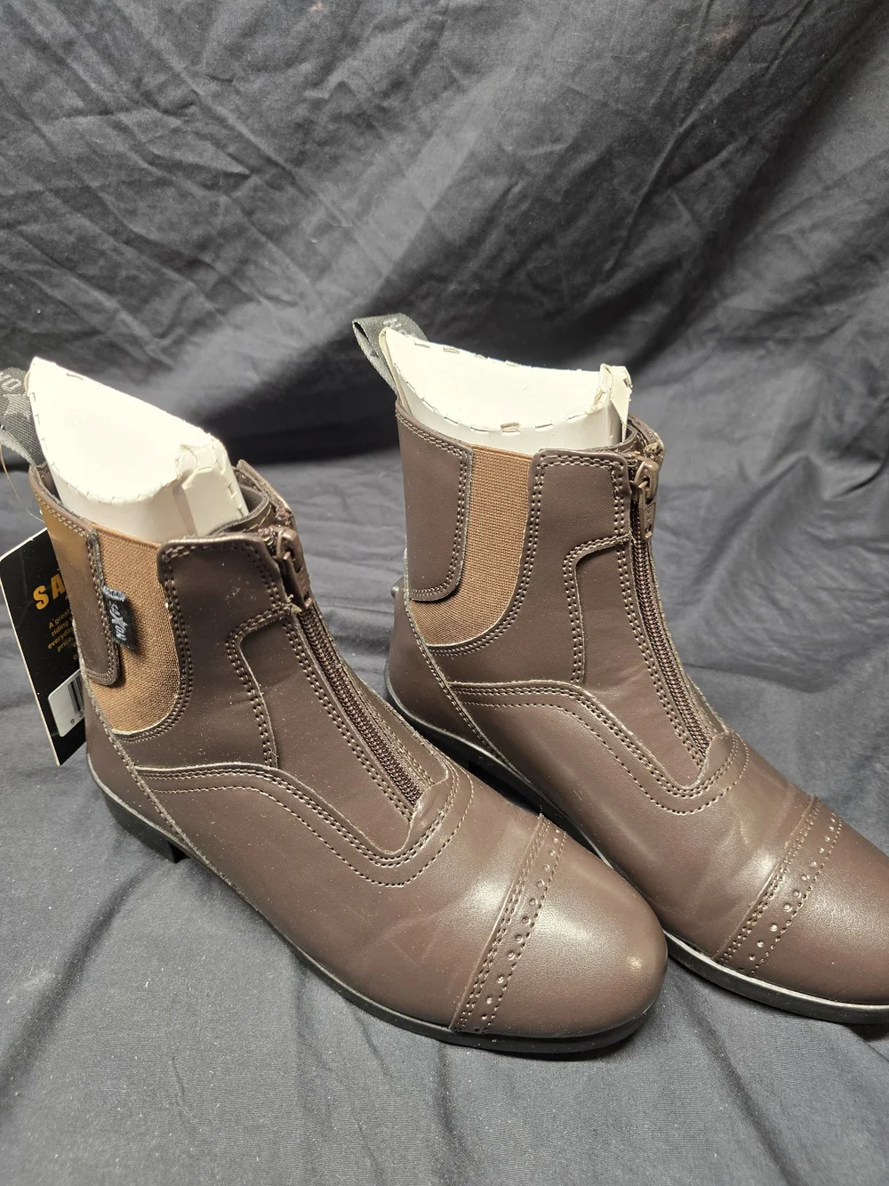Saxon Syntovia Zip Paddock Boots Child's US 4 Brown Equestrian Riding Boots